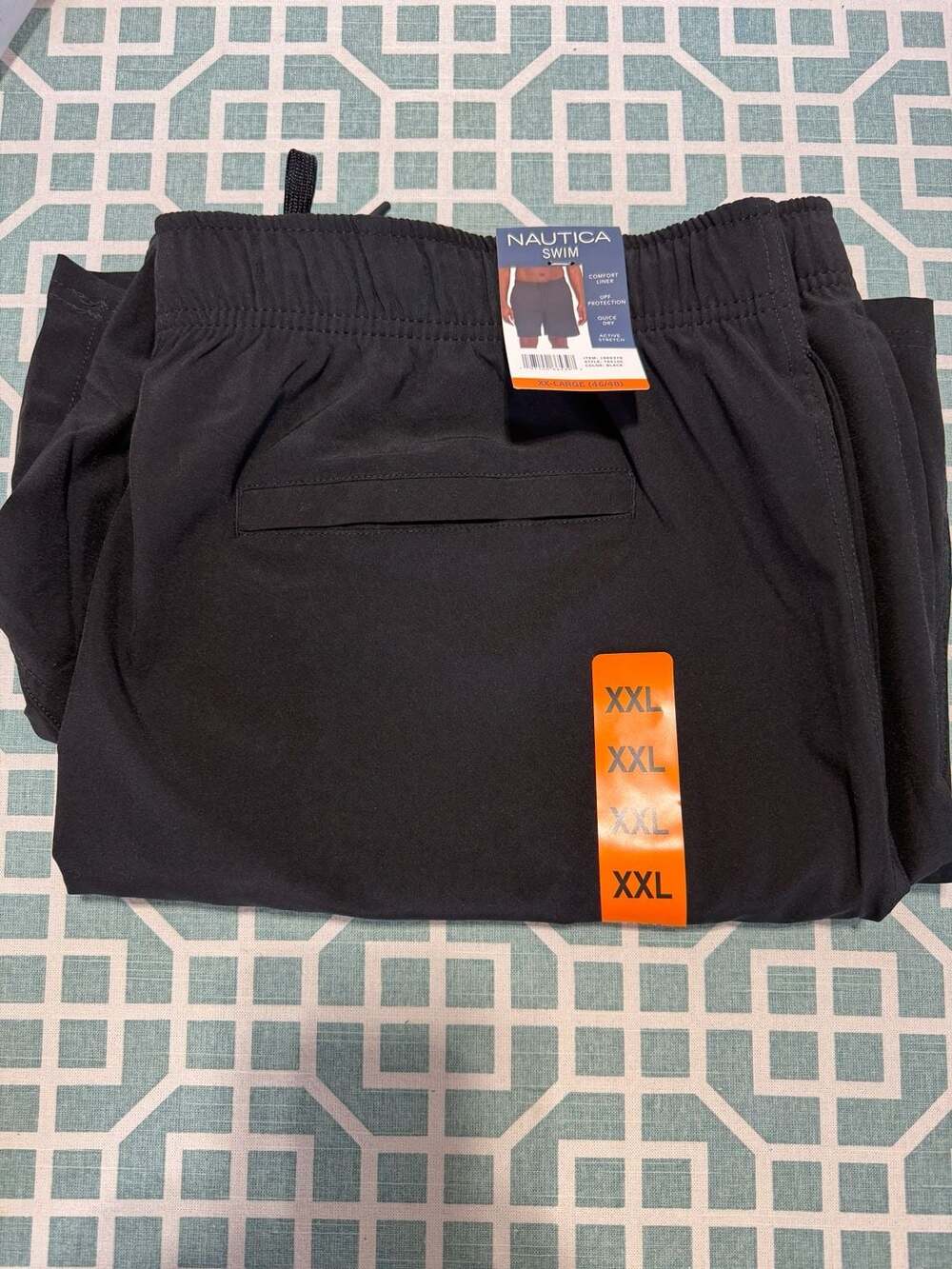 Nautica Swim Men's Quick Dry Active Stretch Comfort Liner Swim Shorts, Black XXL